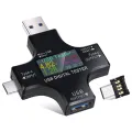 2 in 1 Type C USB Tester Color Screen LCD Digital Multimeter, USB C Voltage Current Voltmeter Ampere Voltmeter Detector. 