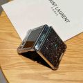 HODON Stars Bling Glitter Magnetic Phone Cases For Samsung Galaxy Z Flip 7 6 5 4 3 5G ZFlip7 Flip6 ZFlip5 ZFlip4 Magsafe Case Wireless Charging Clear Shockproof Back Cover.