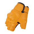 Summer Yellow Motorcycle Gloves Fingerless Leather Moto Glove Half Finger Retro Motorcycle Half Gloves Men Women For Riding. 