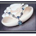 Ocean Heart Bracelet Blue Rhinestone.