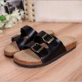 Men Women Comfortable Birken Sandals Couple Style Cork Slippers in Black & We.