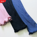 Girls Cotton Ribbed Lettuce Cuff Full-Length Leggings From Levin.