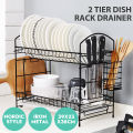 2 Layer Dish Drainer Cutlery Shelf Drying Holder Rack Drip Tray Mobile Kitchen Storage Kitchen Racks Stands  MA. 