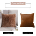 Cushion Cover Fluffy Widely Applied Square Shaped Decorative Plush Sofa Pillowcases for Couch. 