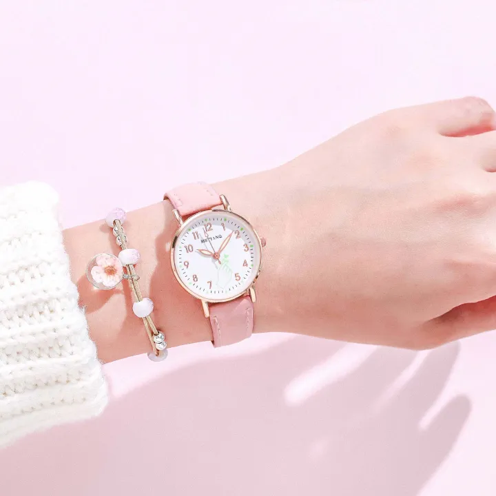 Korean%20Simple%20Retro%20Watch%20Glow-in-the-dark%20Belt%20Watch%20Lovely%20Little%20Fresh%20Female%20Dial%20Watch%20Gift%201Pcs%20-%20Image%202