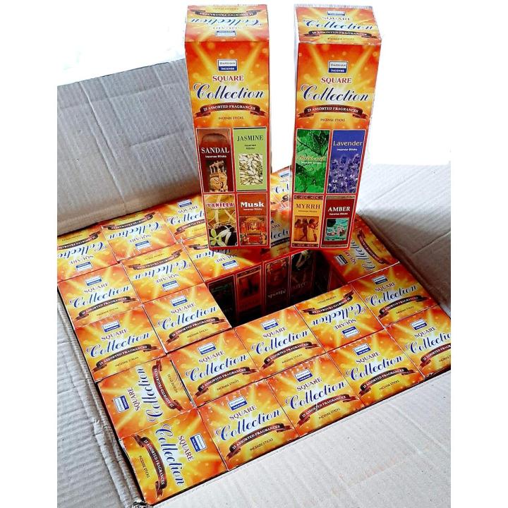 Darshan Incense Square Collection - 25 Assorted Fragrances, 8 Sticks Each , 1 Box , 25 Packet of 200 Sticks Agarbatti, Darshan India