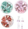 Paper Clips Stationery Set Paper Binder Swallowtail Clip Map Push Pins Paper Clips Office Supplies Set with Clear Box for Study Office Home Art Crafts.