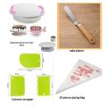 6 pcs a set Turn table+3 pcs scraper + cake planer 8" 10pcs Plastic Piping Bags.