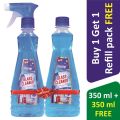 Cleanzy Glass Cleaner with Spray - 350ml ( Buy 1 Get 1 Refill 350ml Free ). 