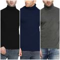 Pack of 3 Men's Fashionable Full Sleeve High Neck Sweater. 