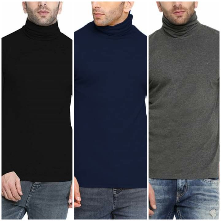 Pack of 3 Men's Fashionable Full Sleeve High Neck Sweater