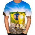 Fashion Summer Brazilian Flag 3d Printed Men's T-shirt Short Sleeve Top Football Quick Drying Quality Round Neck Boutique Shirt. 