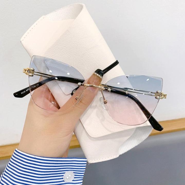 Gradient%20lenses%20Sunglasses%20Trendy%20Unisex%20style%20UV400%20protection%20Vintage%20eyeglasses%20Lightweight%20frame%20Fashionable%20design%20Rimless%20sunglasses%20for%20Outdoor%20activities%20Beach%20vacations%20Fashion%20events%20Costume%20-%20Image%202