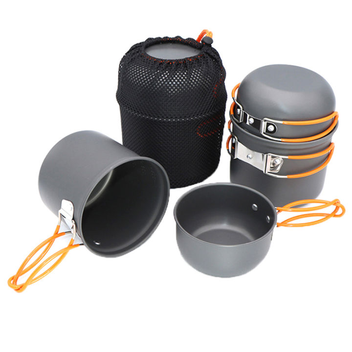 Camping Picnic Barbecue Pot With Single Picnic Portable Folding Pot Outdoor Pot Set 1 Person Cooking Tableware Picnic Pot Pans