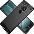 Nokia 7.2 Carbon Fiber Camera Protection Black Color Soft Mobile Back Cover  For Nokia 7.2. 
