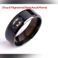 DC Comics inspired 8MM Black Band Batman Logo Symbol Stainless Steel Ring.