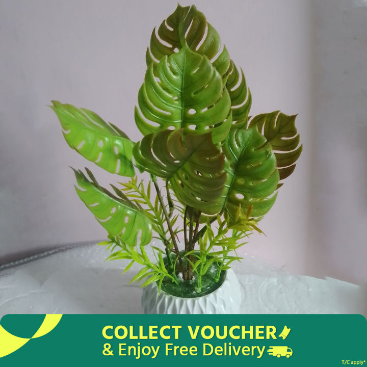 Monstera Artificial Plant with Pot for Home and Office Décor