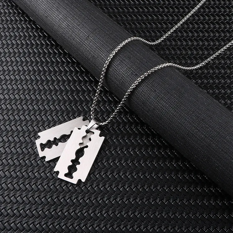 Fashion Silver Color Stainless Steel Razor Blades Pendant