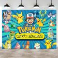 Happy Birthday Party Pokemon Backdrop Decoration Kids Boy Baby Shower Pikachu Anime Photography Background Banner Vinyl Poster.