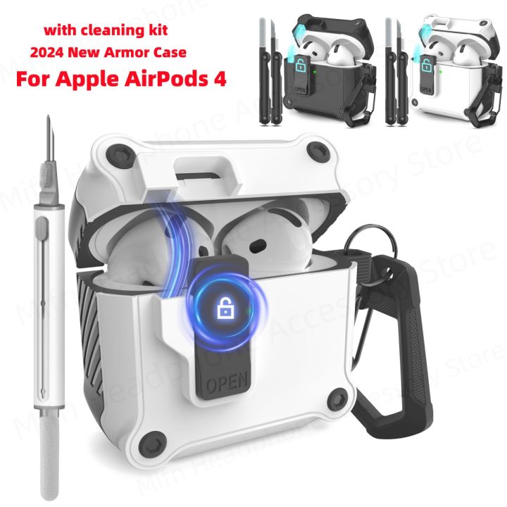 for AirPods 4th Gen (2024) With Security Lock Case for AirPods 4 with Active Noise 2024 New Case Shockproof Cover AirPod4 Funda