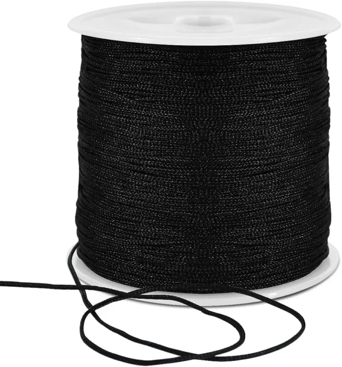1mm Black Nylon Cord Satin String / Glazy Cord for Craft, Chinese Knotting, Necklaces, Bracelet Jewelry Making