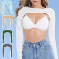 One Piece Long Sleeved Ladies Top Cropped Cape Arm Cover Sunscreen Long Sleeve Cardigan Women Plain Shrug Sport Arm Sleeve.