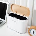 Mini Wood Grain Trash Can With Lid Desktop Waste Bins Kitchen Trash Bin Bedroom Office Wastebasket Dustbins Sundries Barrel Box. 