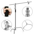 Metal Height 2.6M/8.5FT Adjustable Reflector Tripod Stand with Holding Arm 2pc Grip Head for Photography Studio Video Equipment.