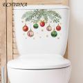 Removable Christmas Toilet Stickers Festive Christmas Green Plants Toilet Stickers Self-adhesive Decal for Kids Bedroom Bathroom Southeast Asian Home Decor Elegant Christmas Sticker for Toilets. 