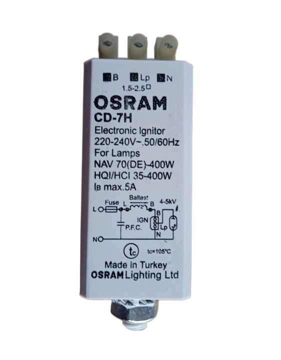 OSRAM Ignitor 70-400W for Sodium Light, Metal Halide & Marcury Lamp 220-240V AC, 50/60Hz, Made in Turkey