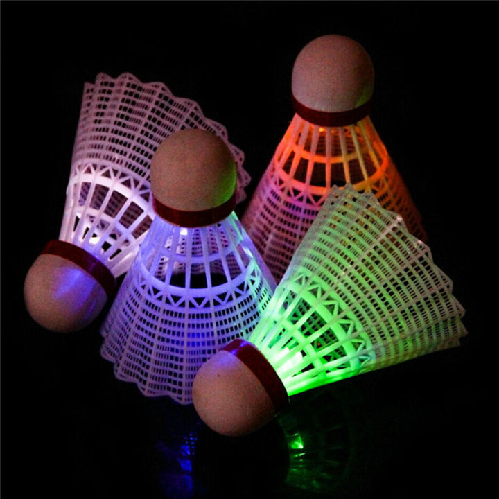 【7Rings Store】4pcs Led Badminton Colorful Goose Shuttlecock Dark Night Birdies Lighting For Outdoor Indoor Sports Activities