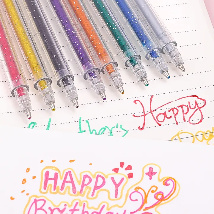 Glitter%20Gel%20Pen%201.0mm%20Metal%20Glitter%20Color%20Ballpoint%20Pen%20Paper%20Cardstock%20Diary%20Drawing%20Marking%20Coloring%20DIY%20Art%20-%20Image%205