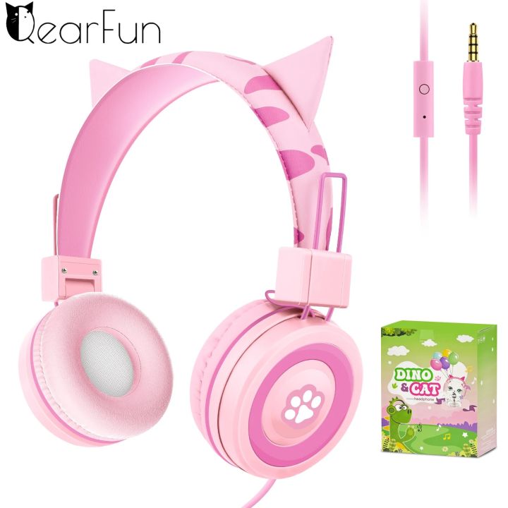 Kids Headphones With Microphone Cute Cat Ear Children Headset For Girls Boys Adjustable Wired Children Headphones Kids Gifts