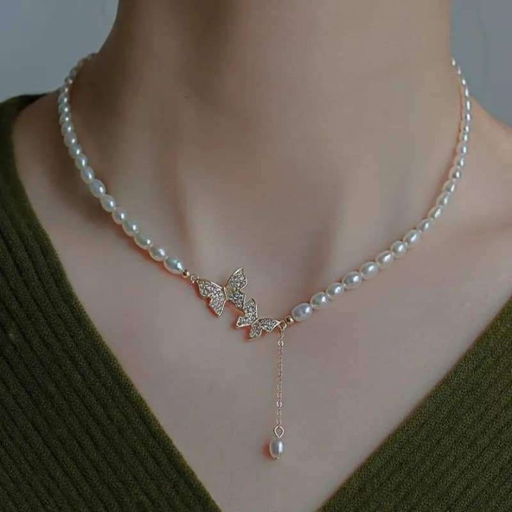 Sweet Rhinestone Bow Knot Pendant Necklace Elegant Summer Imitation Choker Necklace For Women Jewelry Gifts