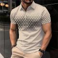 HoneyYami New Summer T Shirts for Men 2023 Short Sleeve Turn-down Collar Letter Printing Button Striped Polo Tees Fashion Pullover Tops.