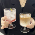Creative Striped Glass Ball High Feet Glas  Glasses Goblet Vintage Drinking Cup Vintage Coffee Juice  s Cup. 
