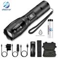 Shustar Led flashlight Ultra Bright torch L2/V6 Camping light 5 switch Mode waterproof Zoomable Bicycle Light use 18650 battery Bike Accessories. 