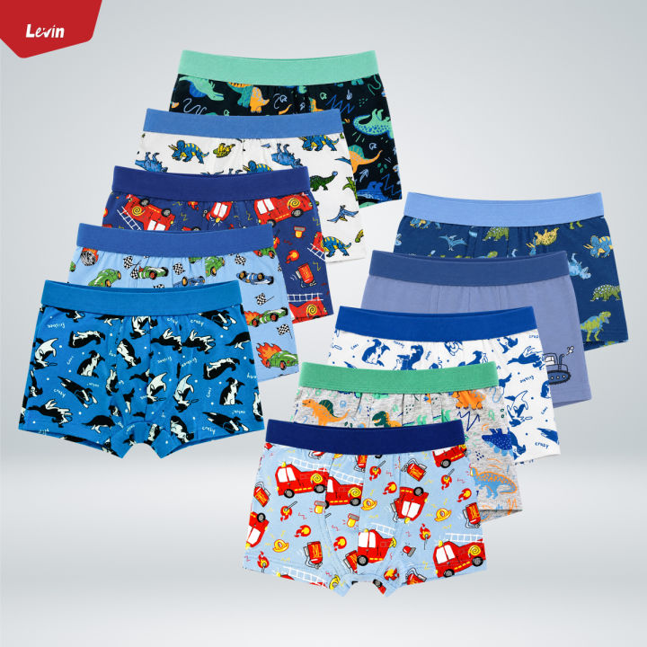 Pack of 5 Pcs Boys Printed Soft Stretch Cotton Boxer Underwear Set From Levin
