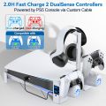 for PS5 Horizontal Cooling Stand with 3-Level Fans PS5 Controller Charging Station with Headset Holder for Playstation 5. 