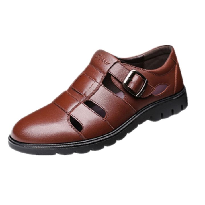 Mens%20Sandals%202019%20Casual%20Hollow%20Breathable%20Middle-aged%20Shoes%20Sandals%20Loafers%20Zapatos%20De%20Hombre%20Classic%20Leather%20Sandals%20-%20Image%205