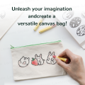 Canvas DIY Doodle Pencil Stationery Bag Girls Makeup Bag Zipper Pouch For Pens Blank DIY Craft Cosmetic Pouch 1Pcs.