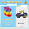 6Pcs Baby Bath Boat Toy Floating Ship Bath Toy Colorful Stackable Bath Toys Fun Baby Bath Time Connectable Boats for Kids.