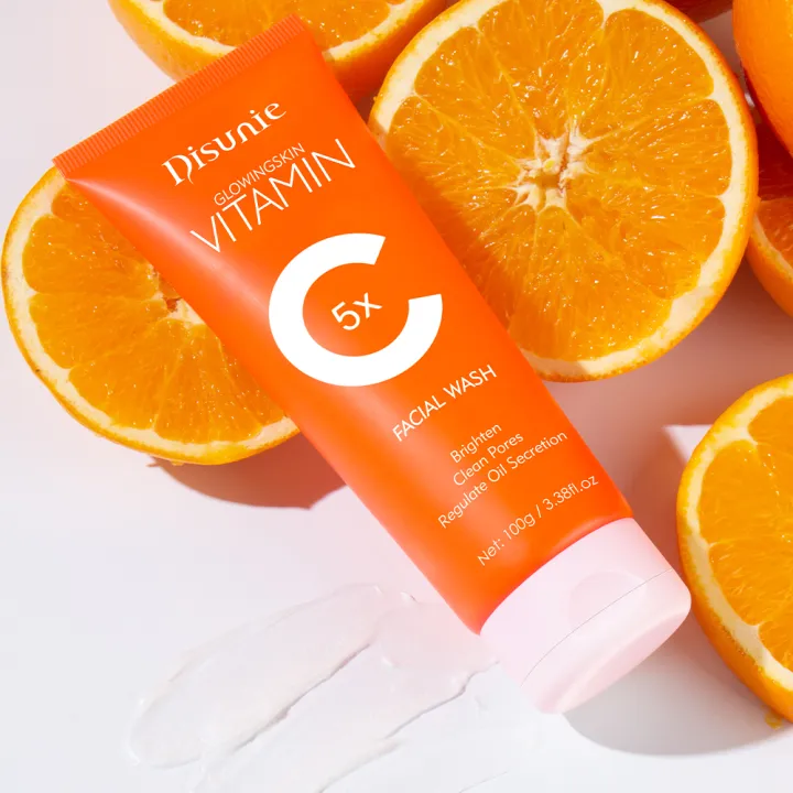 Disunie 100g Vitamin C Facial Cleanser Deep Cleansing Oil Control Lotion Nourishing Whiten Antioxidant Face Cleansing Skincare