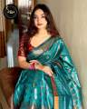 Elegant Design Soft Silk Sea Green Color Katan Saree For Women With Tarcel In Achol Side. 