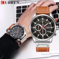 CURREN 8291 Fashion Quartz Men Watch Analog Digital Chronograph Leather Mens Watches Casual Sport Waterproof Male Clocks Часы.