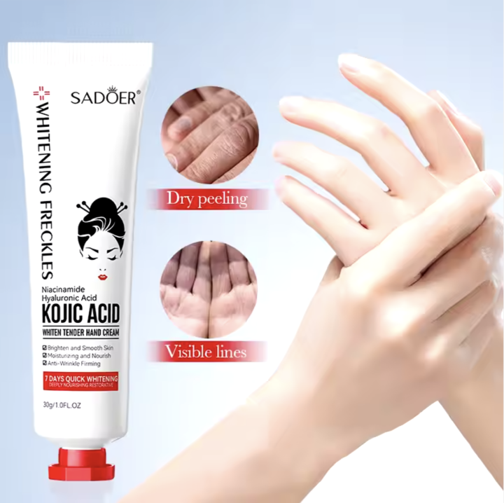 Sadoer Kojic Acid + Niacinamide+ Hyaluronic Acid Whiten Tender Hand Cream Lotion 30ml Korean Moisturizing & Whitening All Skin Portable Hand Care Cream