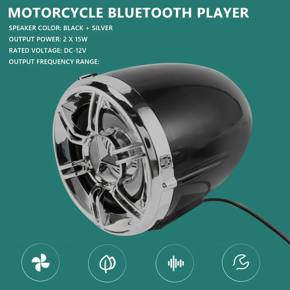 Luidsprekerset Bluetooth Motorcycle Studio Au-Dio Sound System Stereo-luidspreker Fm Radio Mp3 Muziekspeler Anti-diefstal alarmsysteem Afstandsbediening (Color : Black, Size : Medium