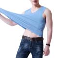 Men's Summer Seamless Elasticity TaTop Comfortable Vest Undershirt Sleeveless V Neck Soft Solid Vest New Fashion Casual Tops.