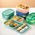 Qiunery Student Bento Lunch Box With Cutlery 1900ml Large Capacity Microwave Freezer Dishwasher Safe Leak-Proof Food Box.