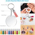 Acrylic Keychain Blank Set, Transparent Round Acrylic Blank Bulk (5 Inches), Suitable for Vinyl Resin Craft Project DIY. 